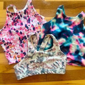 Girl’s Colorful Patterned Crop Tops, Sport Bra Bundle